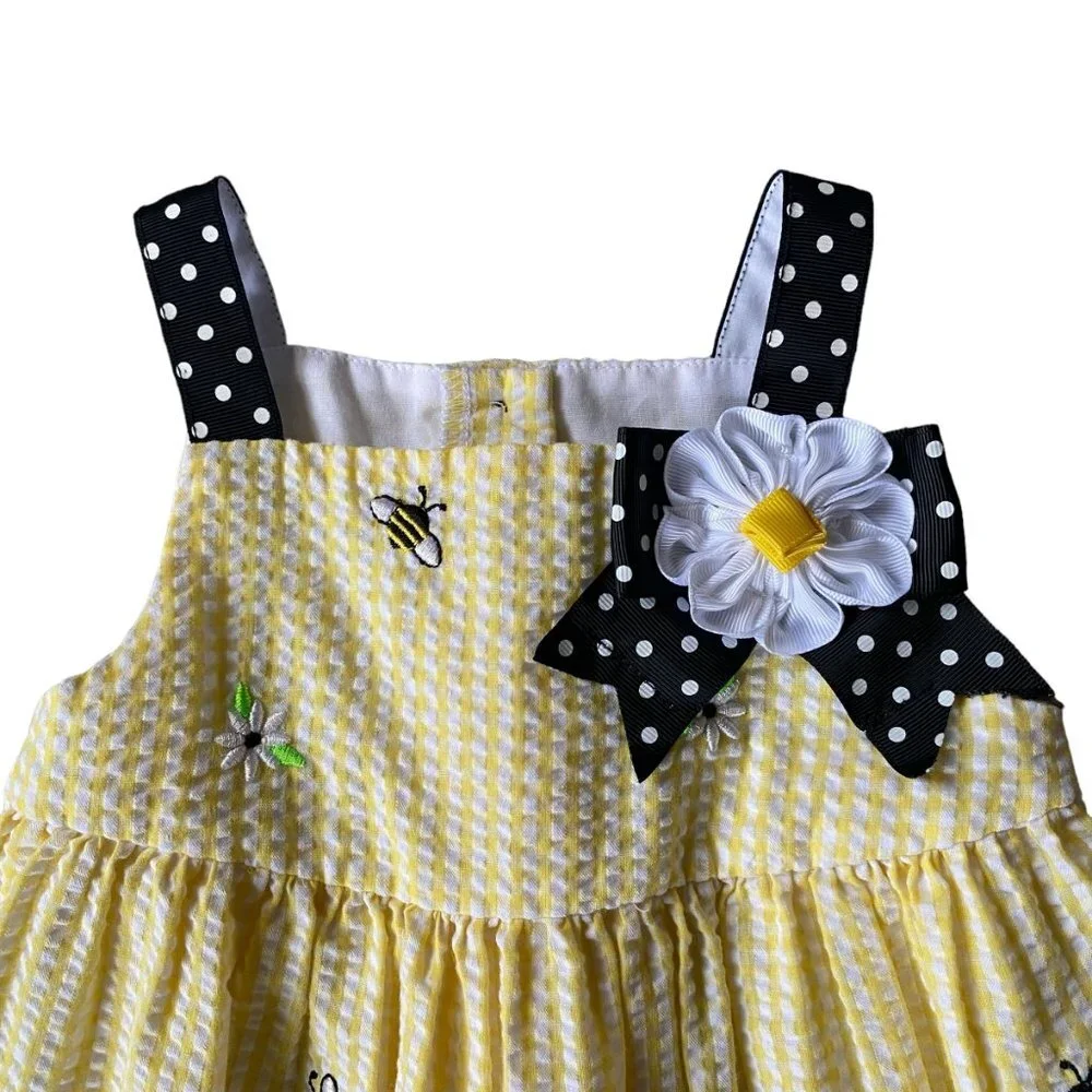 Emily Rose girls 2T yellow and black bee daisy sleeveless sundress